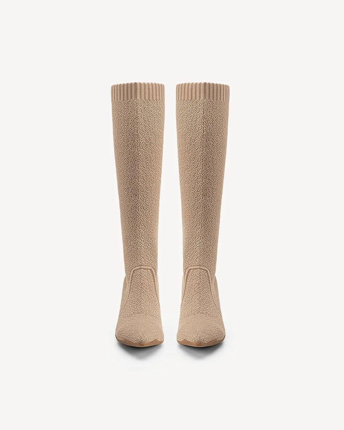 Women's Kitten Low Heel Minimalist Knit Pointed Toe High Boots Cosy Collection
