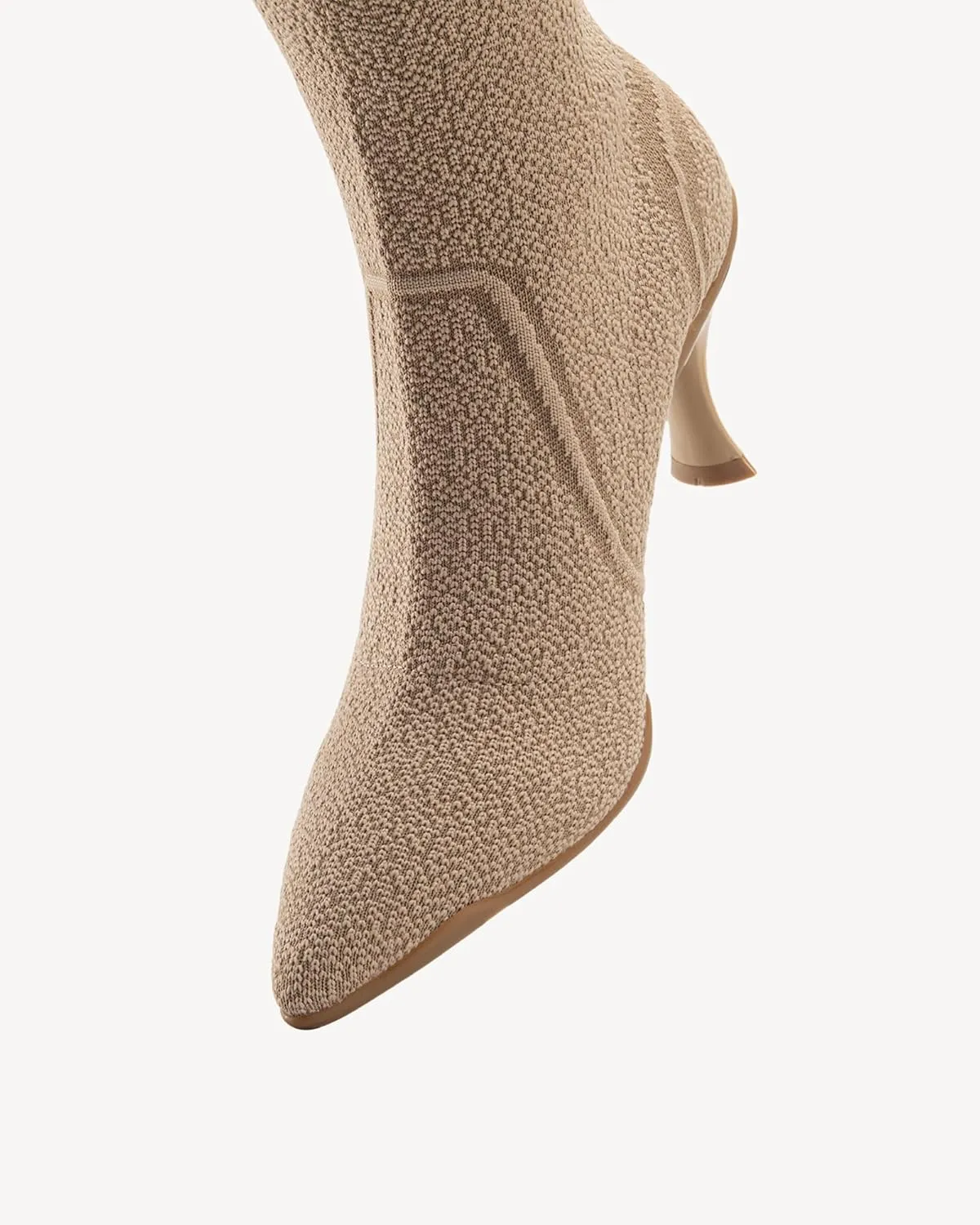 Women's Kitten Low Heel Minimalist Knit Pointed Toe High Boots Cosy Collection