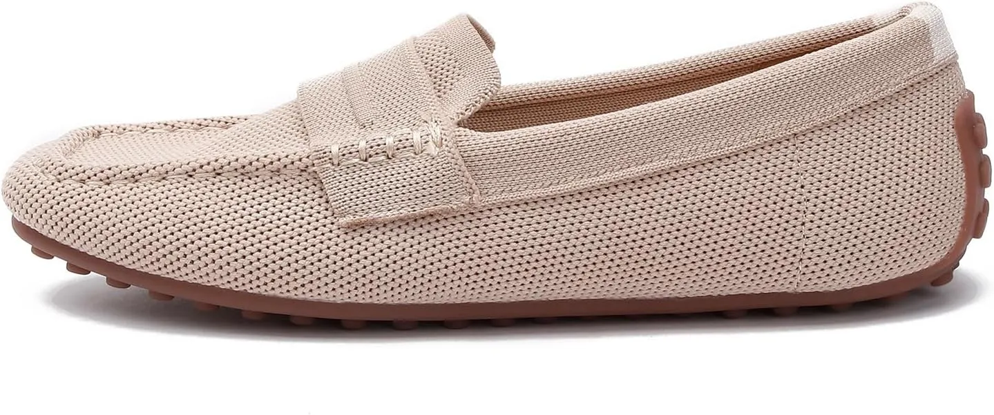 Women's Knit Loafer Shoes for Women Casual Penny Loafers Retro Ladies Comfort Slip-On Fashion Flat Shoes