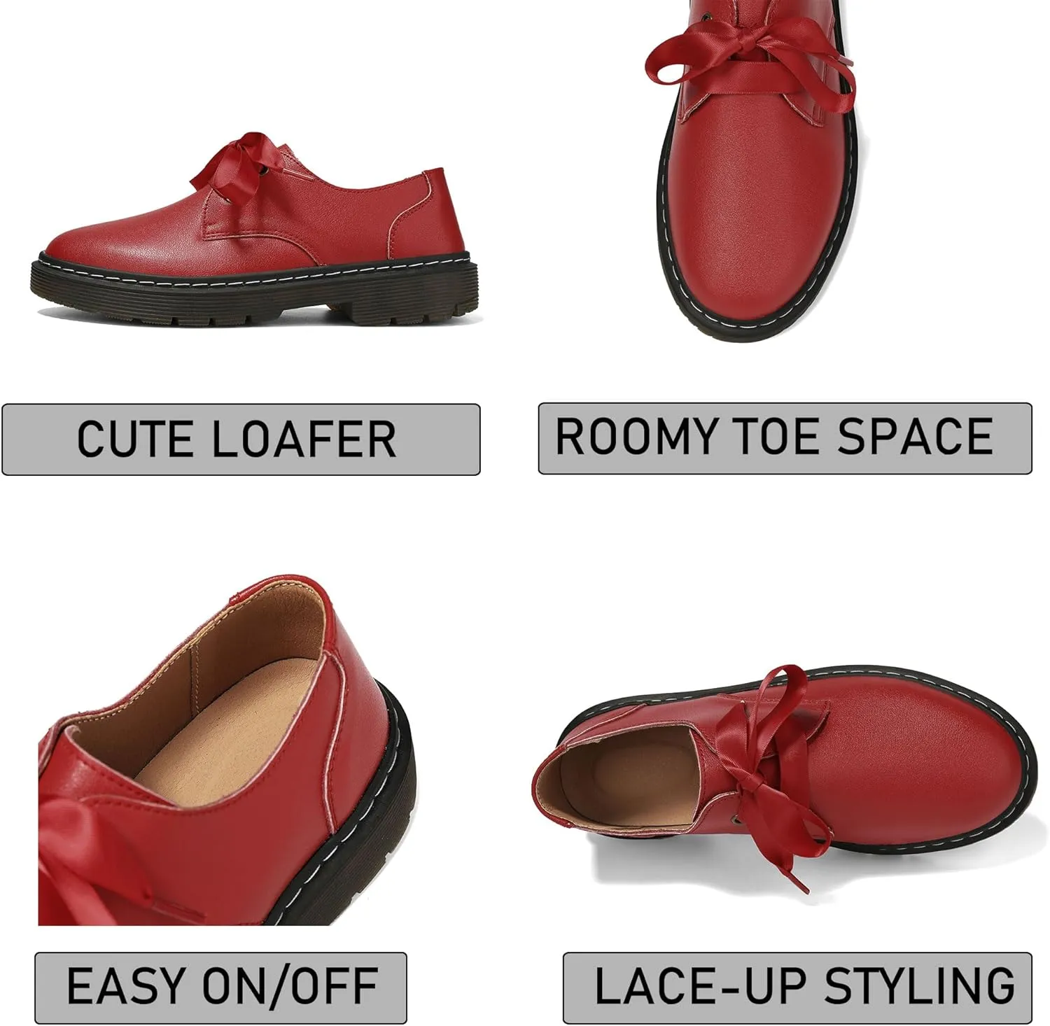 Women's Lace-up Loafers Slip-on Comfortable & Light-Weight Office Dress Shoes