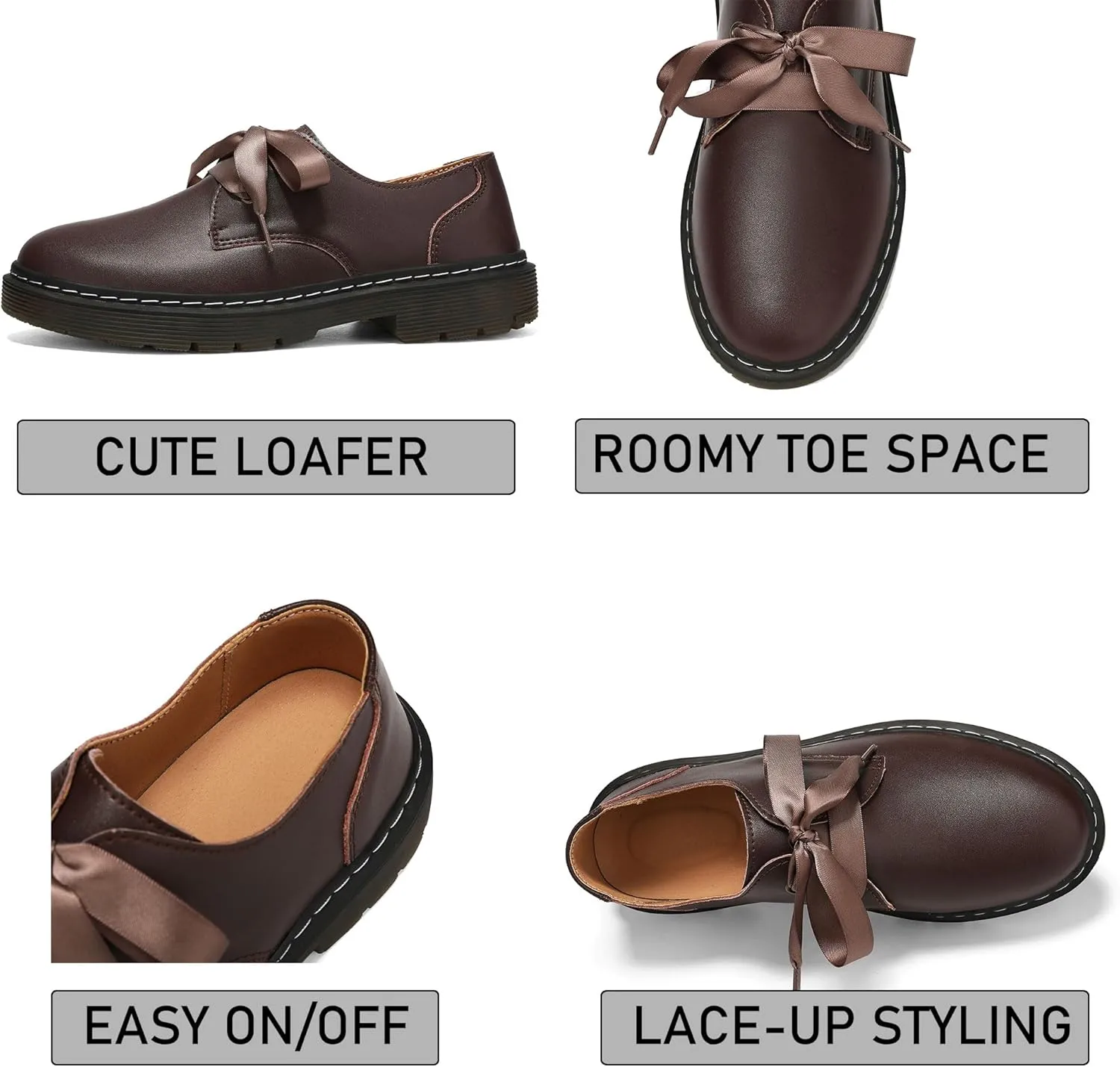 Women's Lace-up Loafers Slip-on Comfortable & Light-Weight Office Dress Shoes