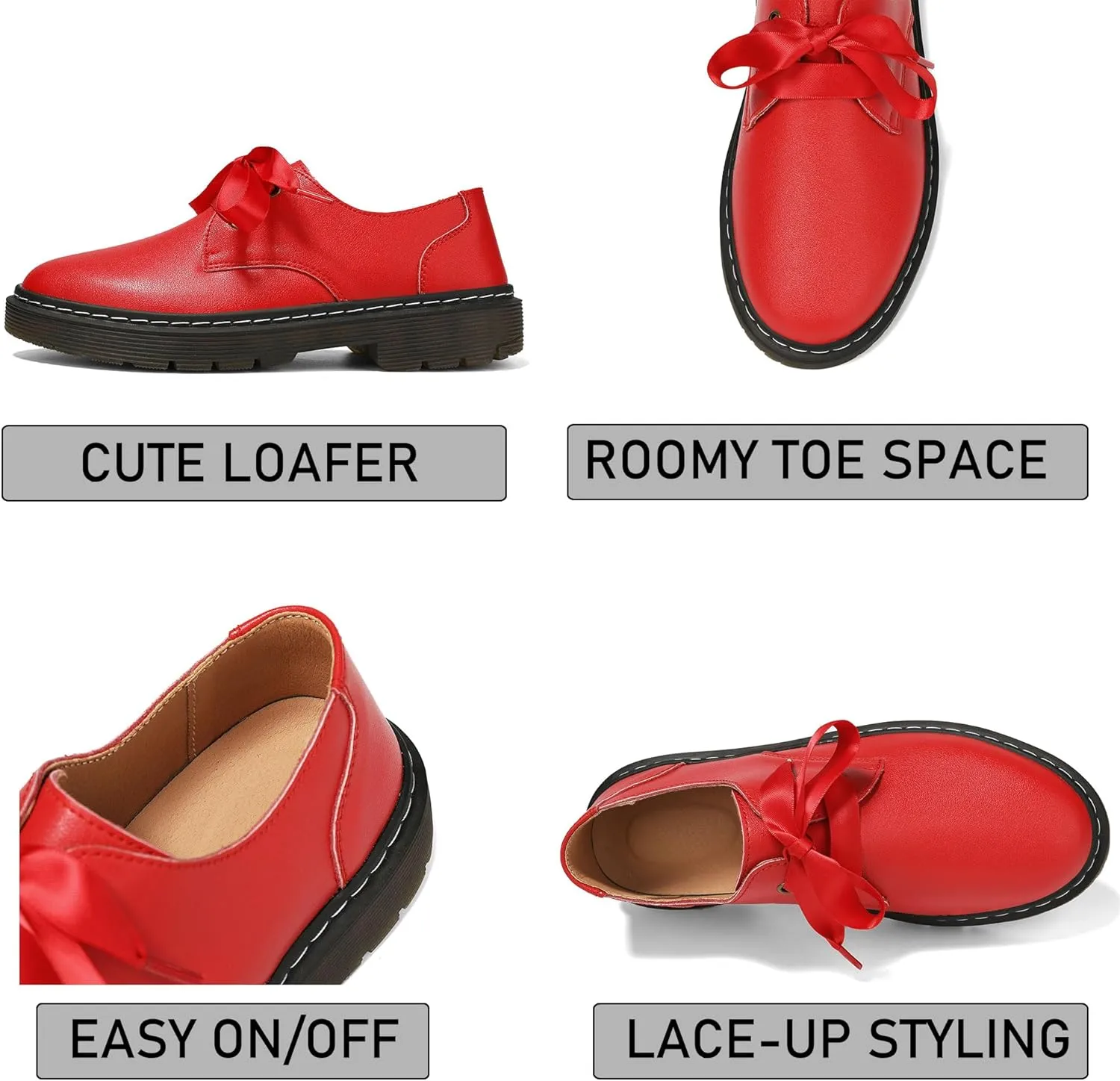 Women's Lace-up Loafers Slip-on Comfortable & Light-Weight Office Dress Shoes
