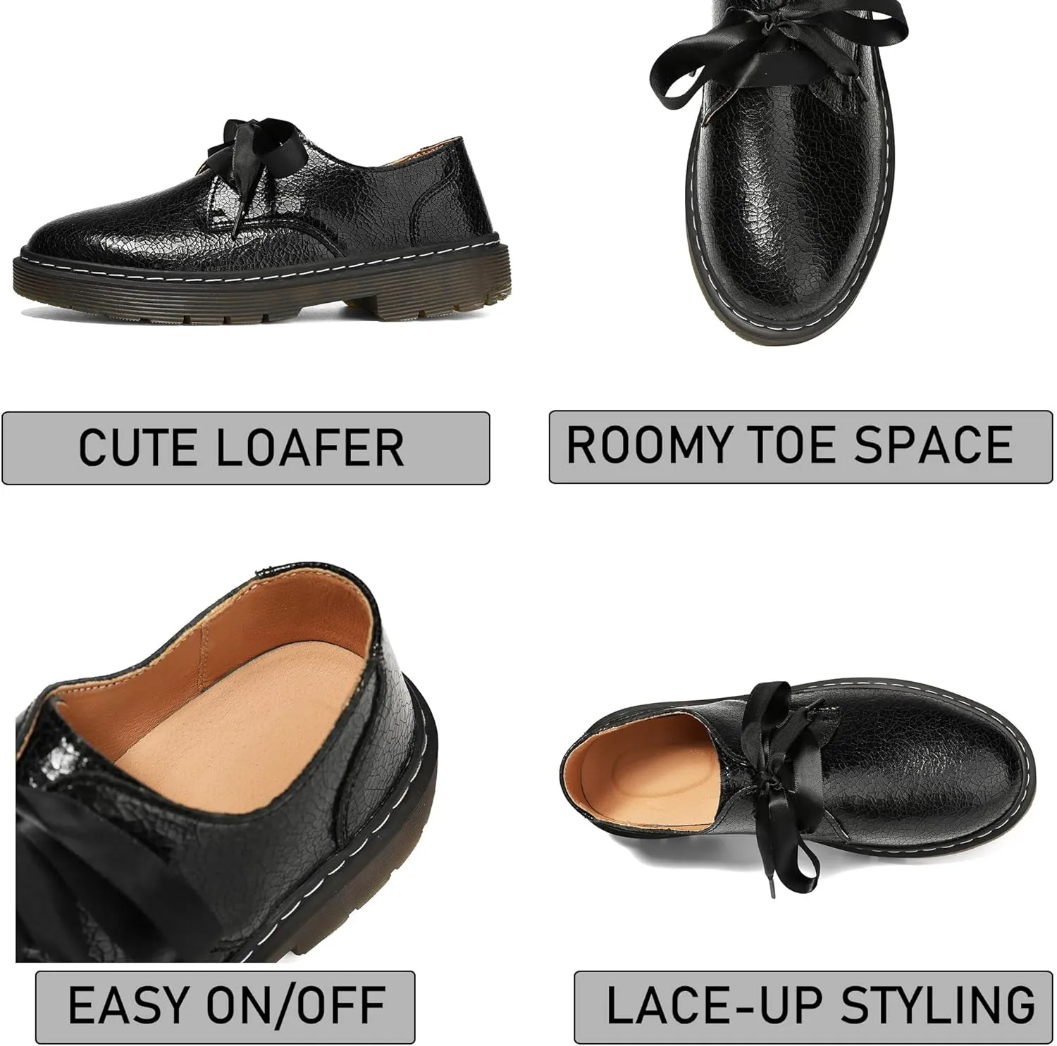 Women's Lace-up Loafers Slip-on Comfortable & Light-Weight Office Dress Shoes
