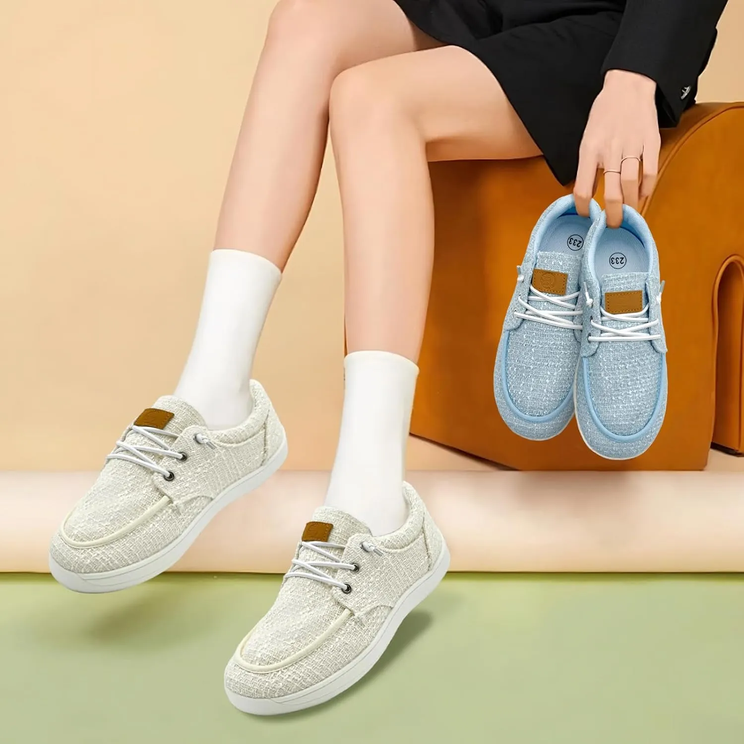 Women's Loafers Slip Ons Shoes Casual Comfortable & Lightweight Canvas Loafers Flats Walking Sneakers, Loafers Size 5.5-Size 12
