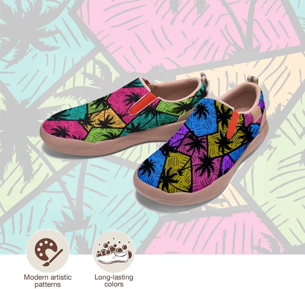 Womens Painted Travel Shoes Lightweight Comfort Slip-Ons Casual Loafers Patchwork Plants Floral Fashion Sneaker