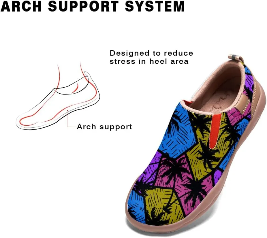 Womens Painted Travel Shoes Lightweight Comfort Slip-Ons Casual Loafers Patchwork Plants Floral Fashion Sneaker