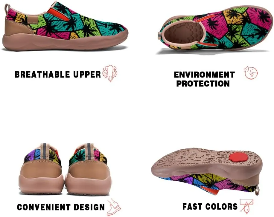 Womens Painted Travel Shoes Lightweight Comfort Slip-Ons Casual Loafers Patchwork Plants Floral Fashion Sneaker