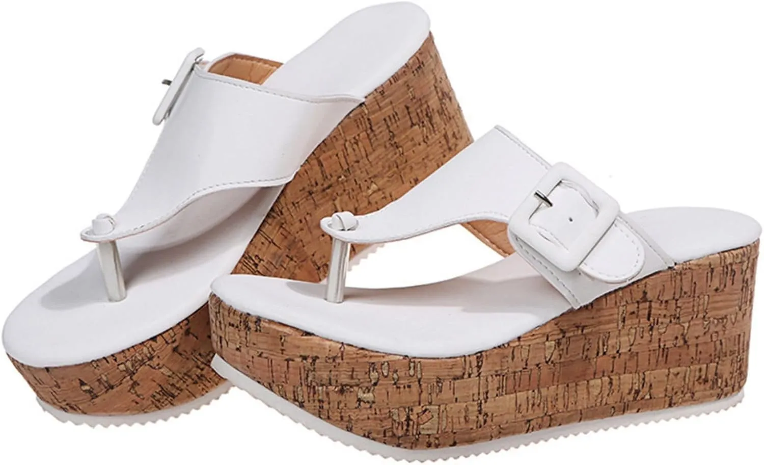 Womens Platform Flip Flops Wedge Sandals Casual Clip Toe Cork High Heel Thong Sandals, Comfort Dressy Summer Espadrille Wedges for Women Outdoor Walking Beach Vacation