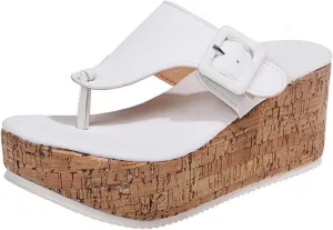 Womens Platform Flip Flops Wedge Sandals Casual Clip Toe Cork High Heel Thong Sandals, Comfort Dressy Summer Espadrille Wedges for Women Outdoor Walking Beach Vacation