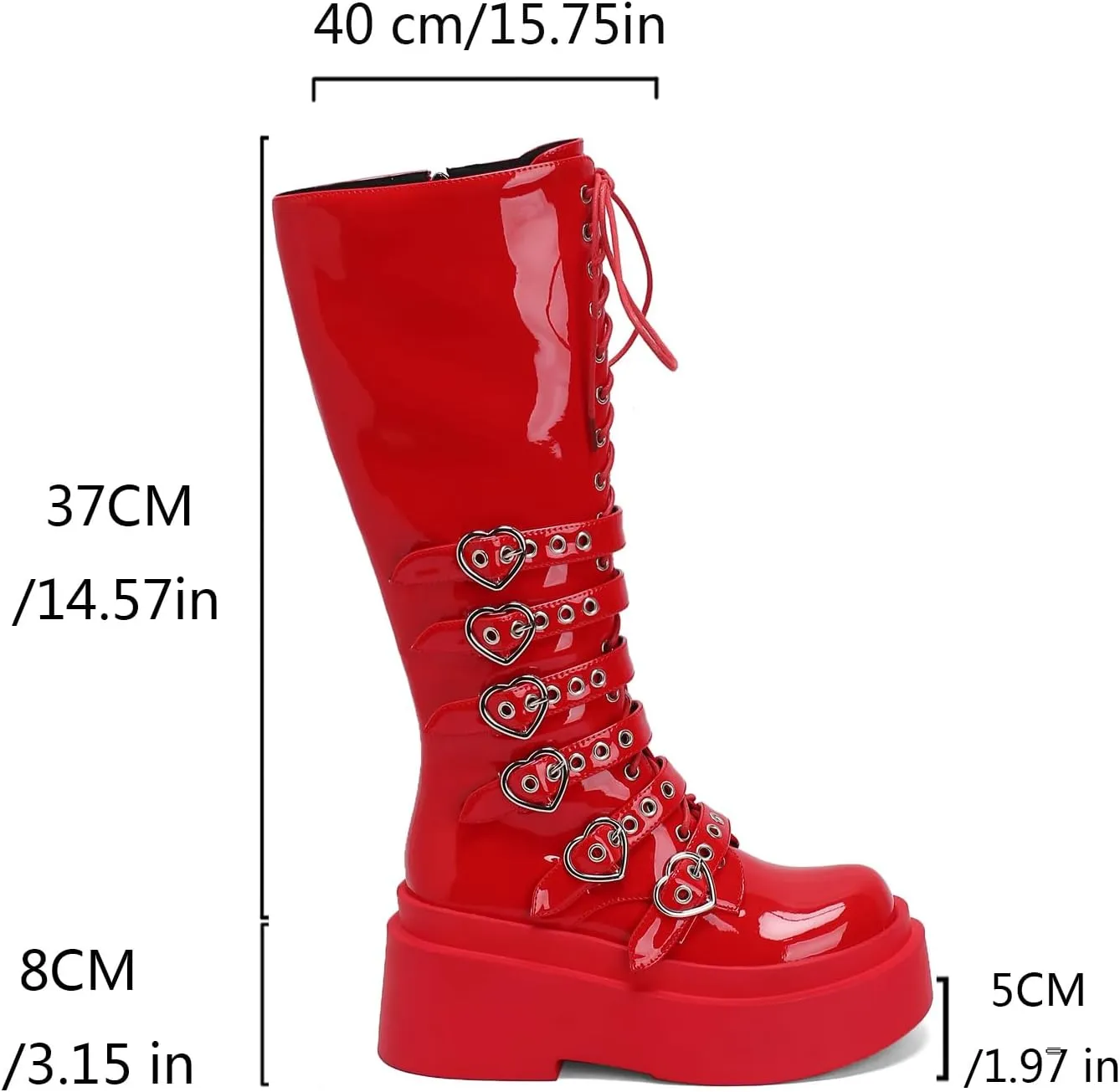 Women's Platform Knee High Boots Chunky Heel Lace-Up Waterproof Combat Punk Goth Motorcycle Boots Square Toe Anti-Slip Stylish Boots