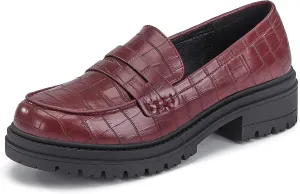 Women's Platform Penny Loafers Comfort Chunky Heel Slip On Business Work Dress Shoes