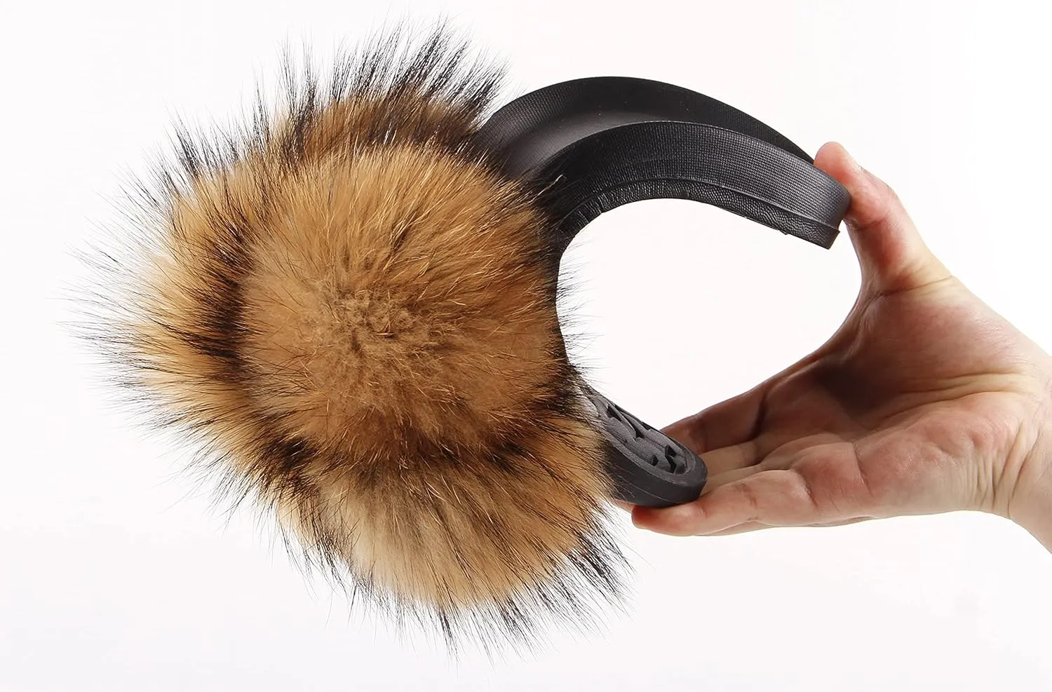 Women's Real Fox Fur Slides, Open-Toe Sandals, Indoor and Outdoor Non-Slip Slippers, Soft Pompom