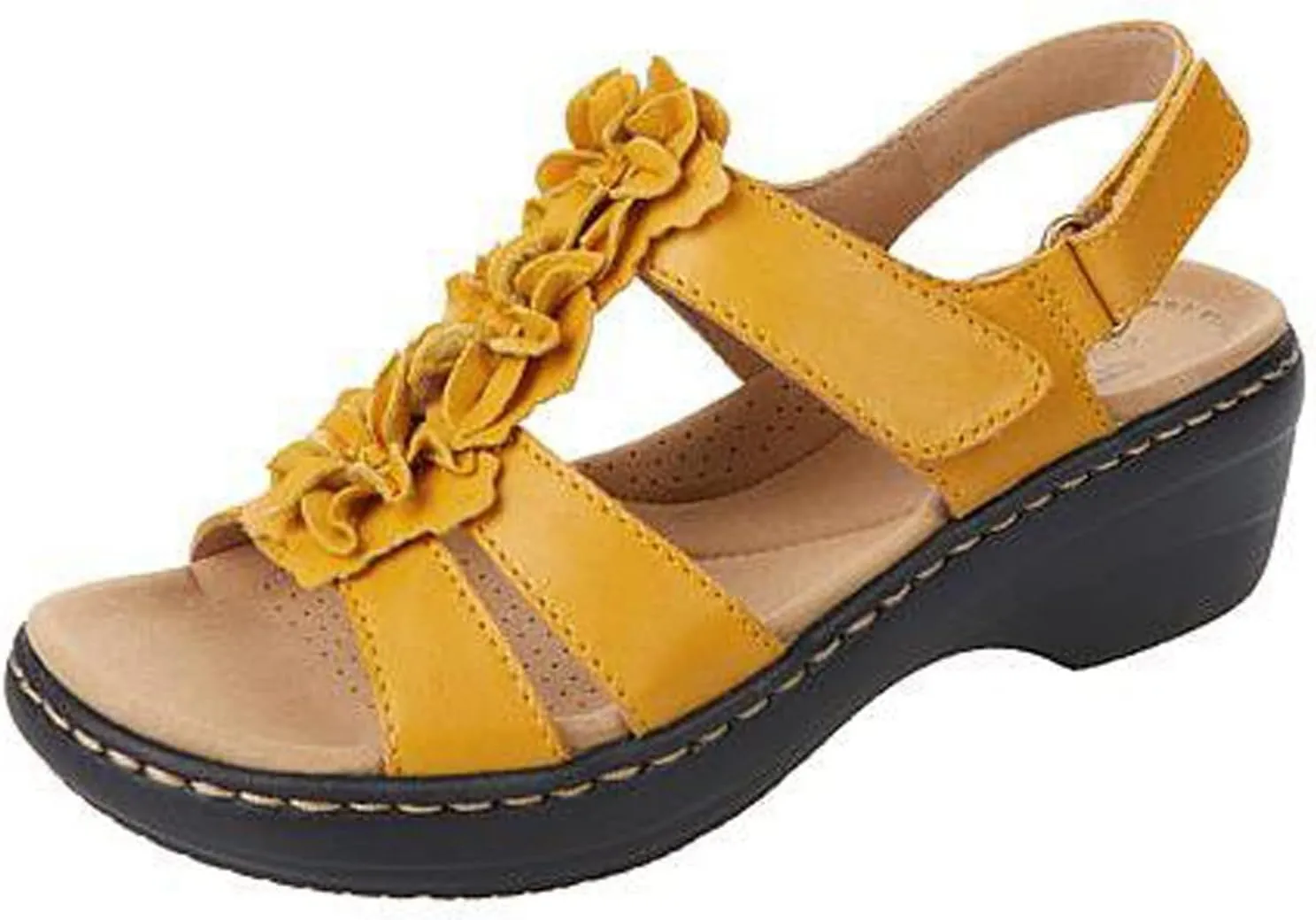 Womens Sandals Embroidered Anti-Slip Women's Open Toe Sandals Breathable Large Size Travel Slippers for Women