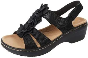Womens Sandals Embroidered Anti-Slip Women's Open Toe Sandals Breathable Large Size Travel Slippers for Women