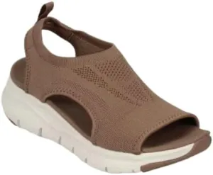 Women's Sandals, New Summer 2025 Mesh Fabric Thick-Soled and Soft-Soled Casual Sports Women's Shoes, Flat Knitted Open-Toe Shoes