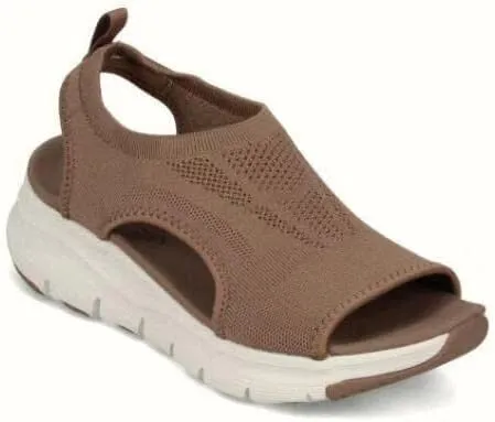 Women's Sandals, New Summer 2025 Mesh Fabric Thick-Soled and Soft-Soled Casual Sports Women's Shoes, Flat Knitted Open-Toe Shoes