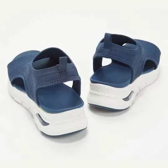 Women's Sandals, New Summer 2025 Mesh Fabric Thick-Soled and Soft-Soled Casual Sports Women's Shoes, Flat Knitted Open-Toe Shoes