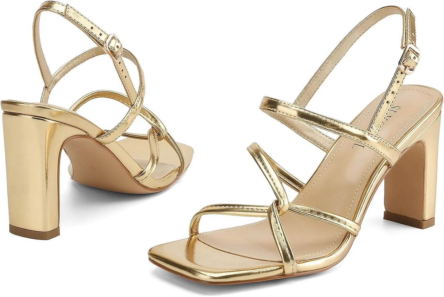 Women's Sandals Square Open Toe Chunky High Heels Strappy Ankle Strap Sandals Comfort Dress Party Shoes