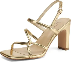 Women's Sandals Square Open Toe Chunky High Heels Strappy Ankle Strap Sandals Comfort Dress Party Shoes