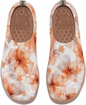Women's Slip On Casual Loafers Walking Travel Sneakers Knit Art Painted Comfort Lightweight Shoes Beautiful Flowers