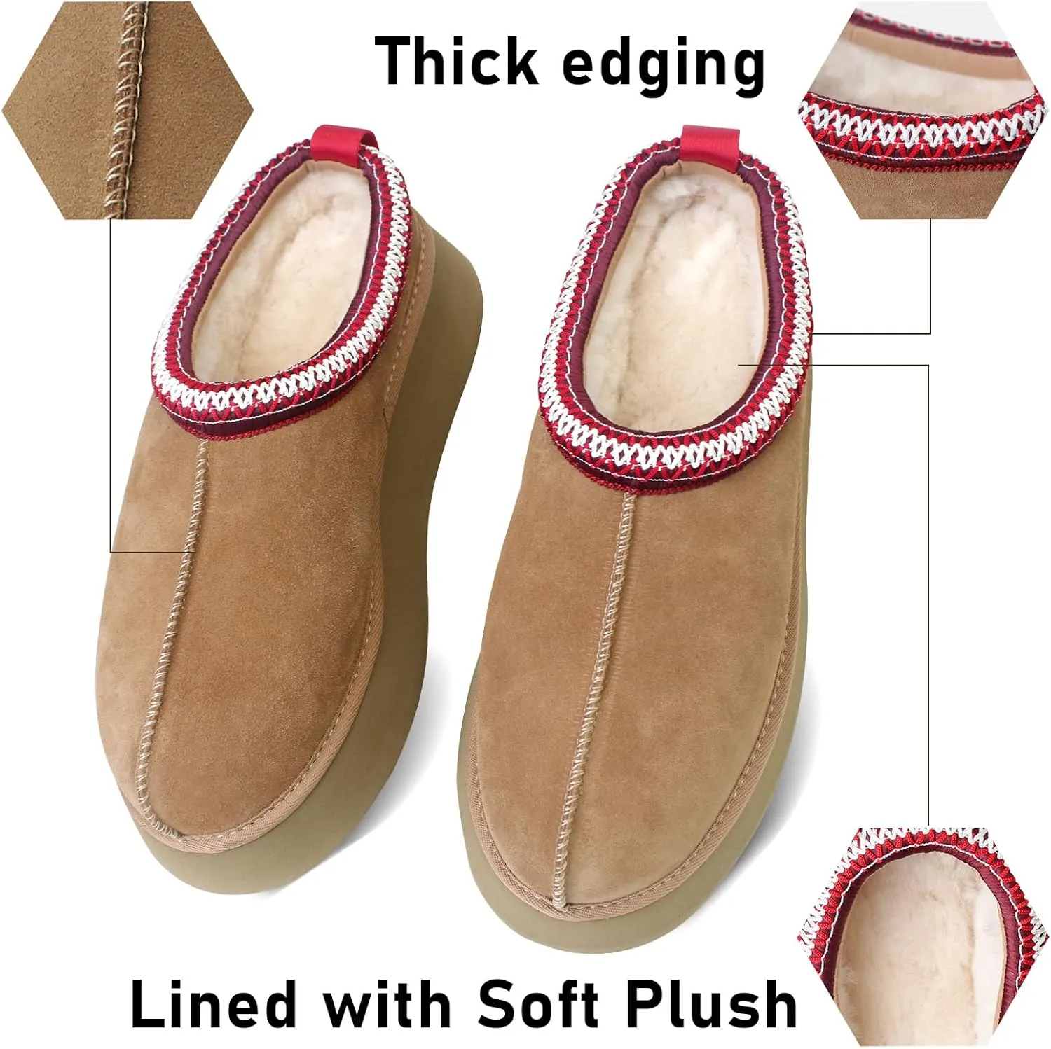 Women's Slippers Platform Mini Boots Winter Suede Short Ankle Boot Comfy Fur Fleece Warm Slippers Shoes For Outdoor