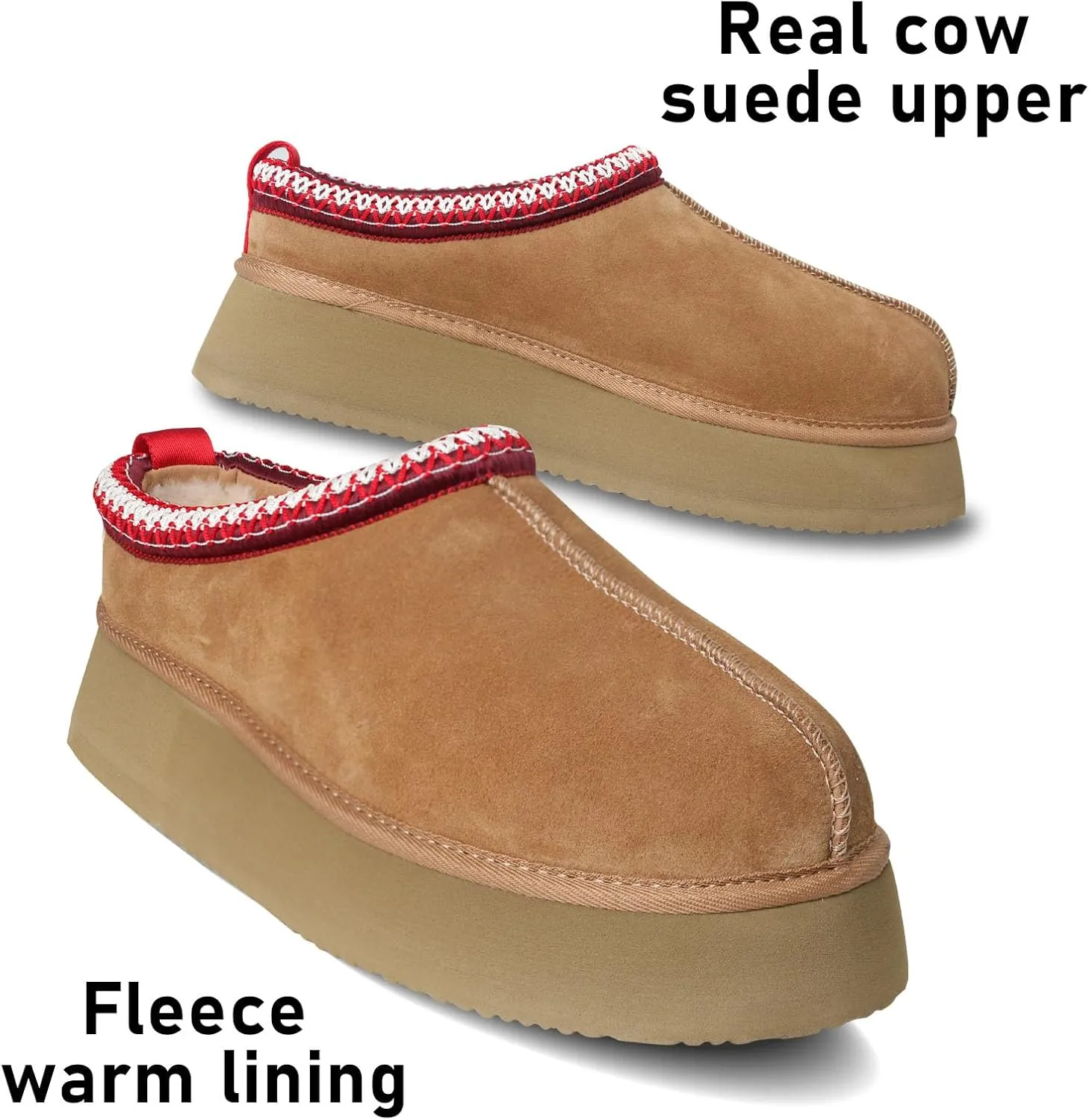 Women's Slippers Platform Mini Boots Winter Suede Short Ankle Boot Comfy Fur Fleece Warm Slippers Shoes For Outdoor