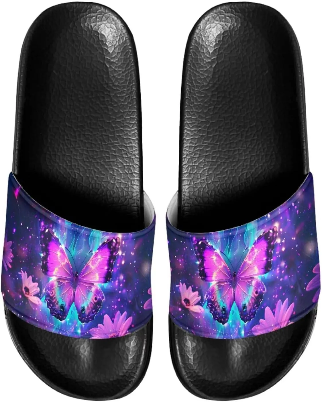 Womens Summer Black Flat Shoes EVA Anti-Slip Sole Shower Shoes Pool House Beach Slide Sandals Offering Great Comfort Slippers With Soft Leather