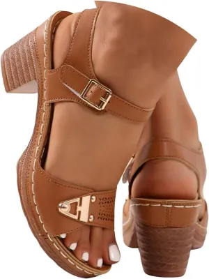 Women's Summer Casual Sandals 2025 Solid Color Comfort Chunky Heel Adjustable Straps Slide Sandals Wide Strap Walking Sandals for Summer Beach Vacation