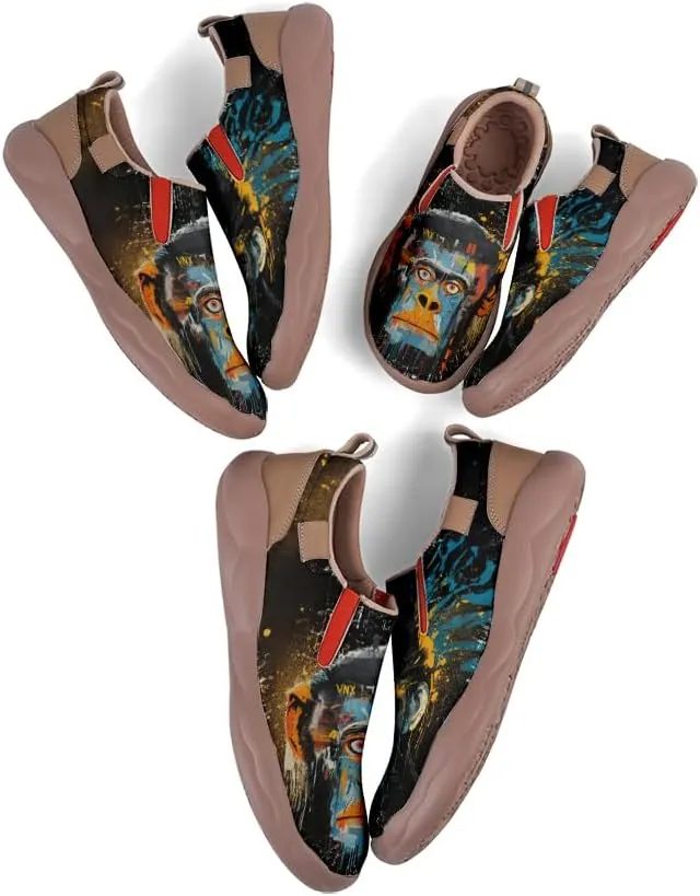 Women's Travel Shoes Painted Leather Slip On Sneakers Fashion Casual Loafers | Graffiti & Animal