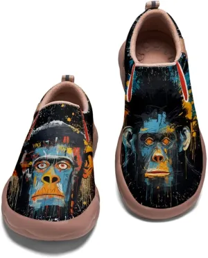 Women's Travel Shoes Painted Leather Slip On Sneakers Fashion Casual Loafers | Graffiti & Animal