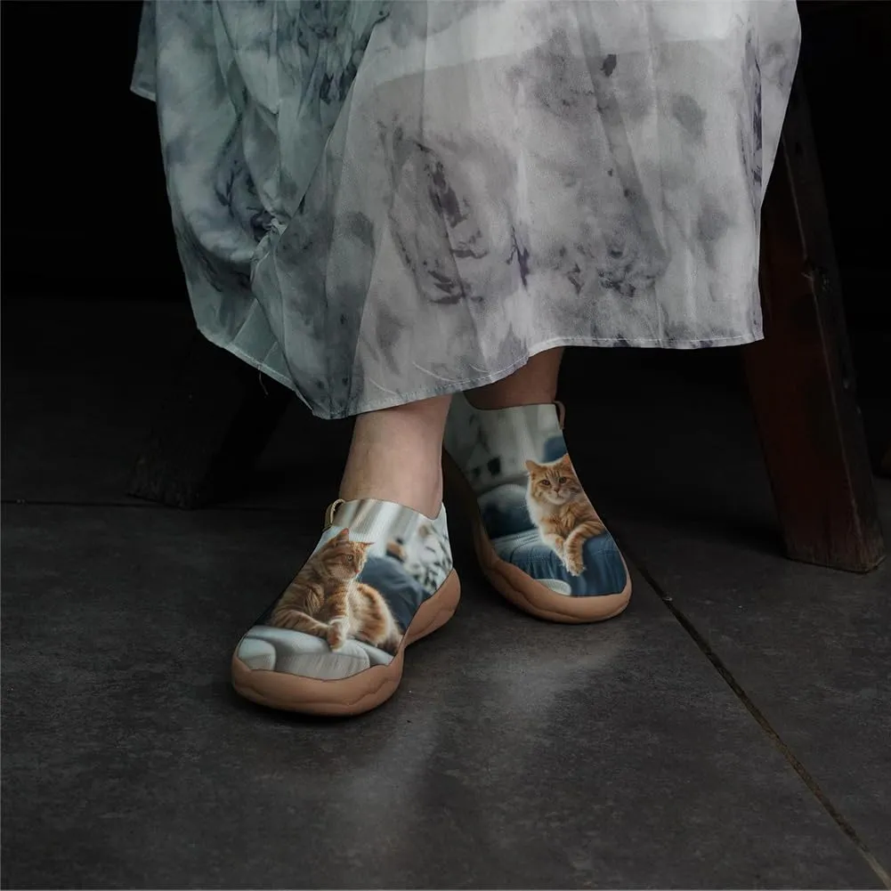 Women's Walking Sneakers Casual Slip On Loafers Comfort Knitted Travel Painted Shoes