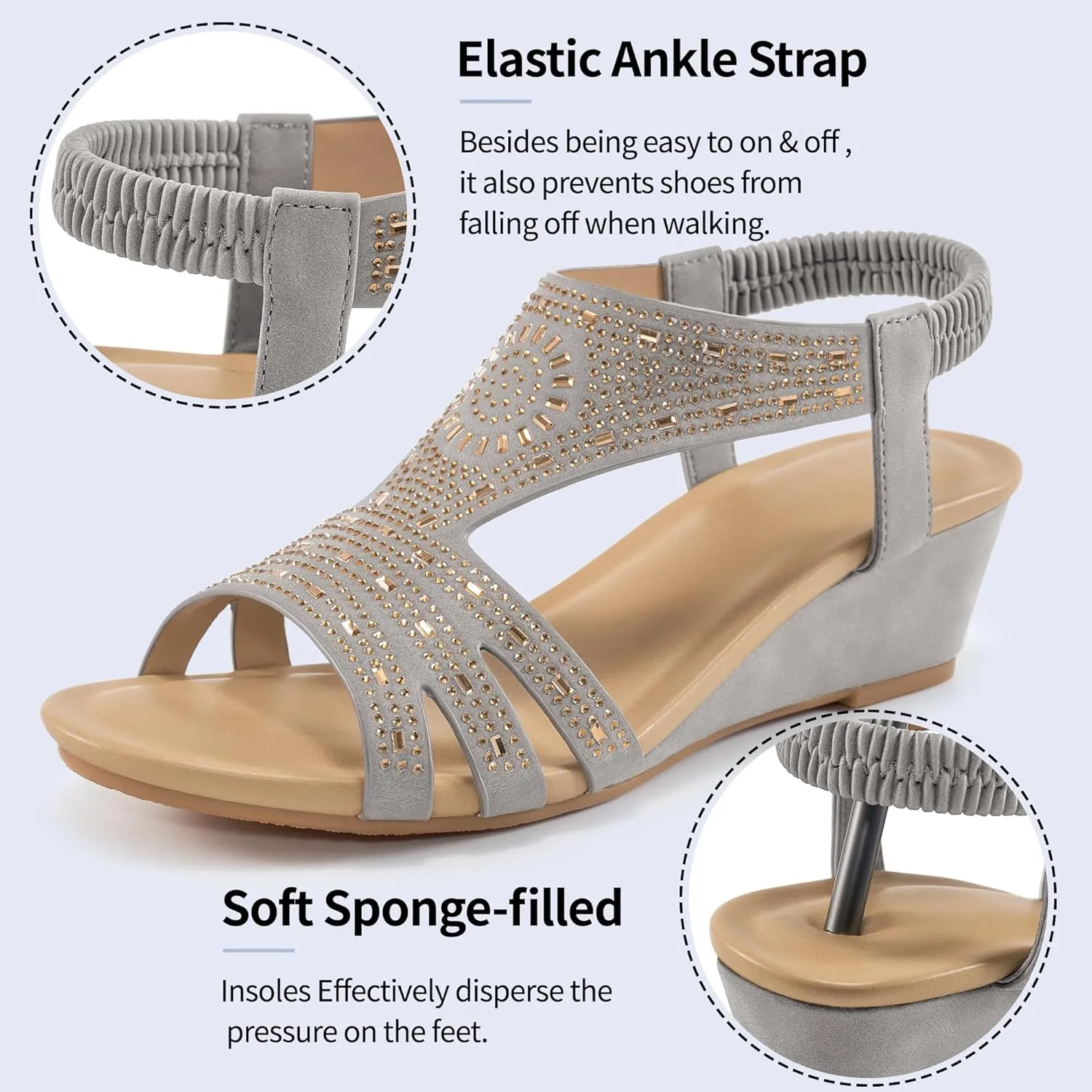 Womens Wedge Sandals Platform - Soft Open Toe Wedge Sandals Women Dressy Summer - Fashion Ladies Party Wedges