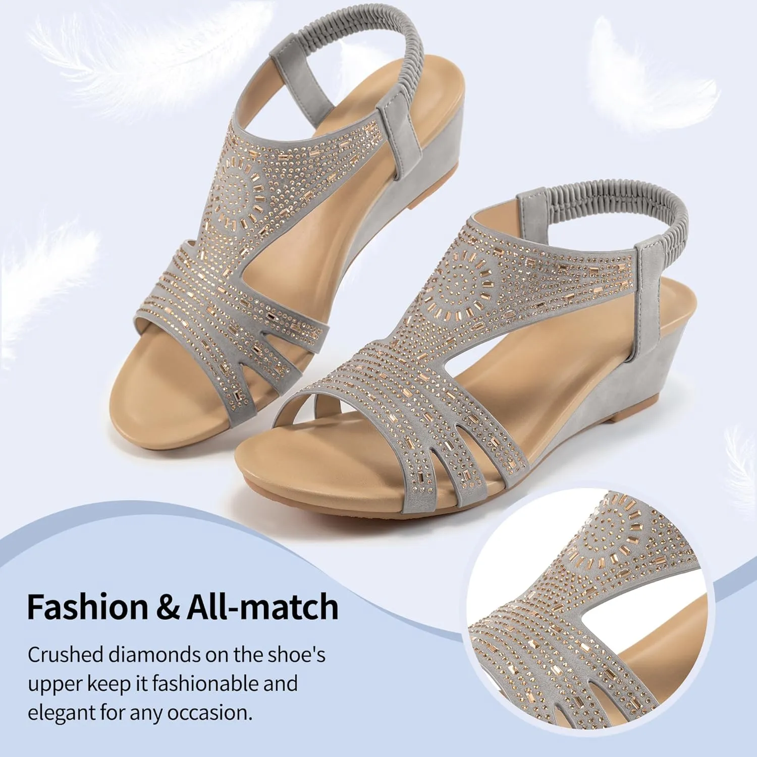 Womens Wedge Sandals Platform - Soft Open Toe Wedge Sandals Women Dressy Summer - Fashion Ladies Party Wedges