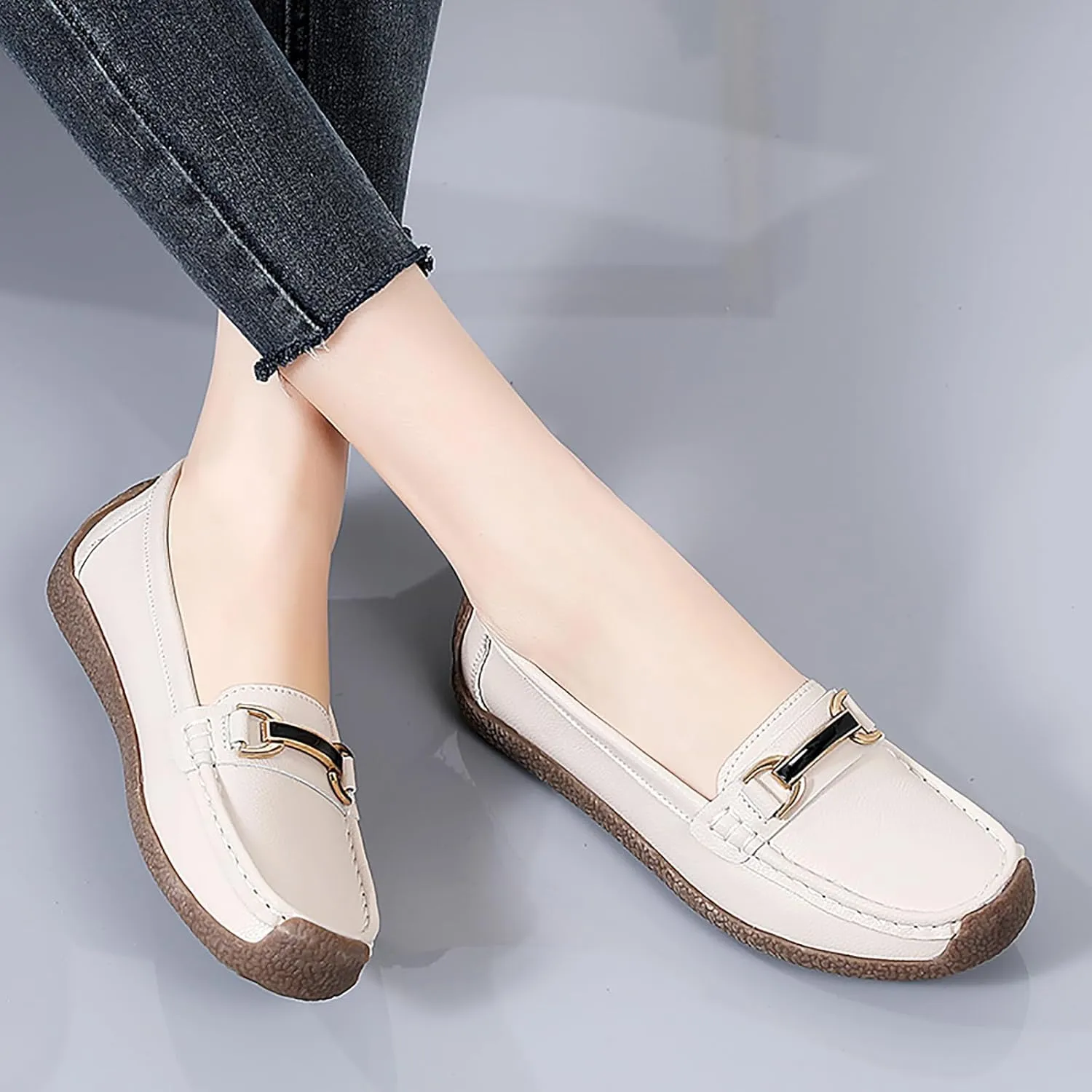 Women's Wide Width Loafers Comfort Slip on Shoes Walking Shoes for Ladies Mocassins Driving Shoe