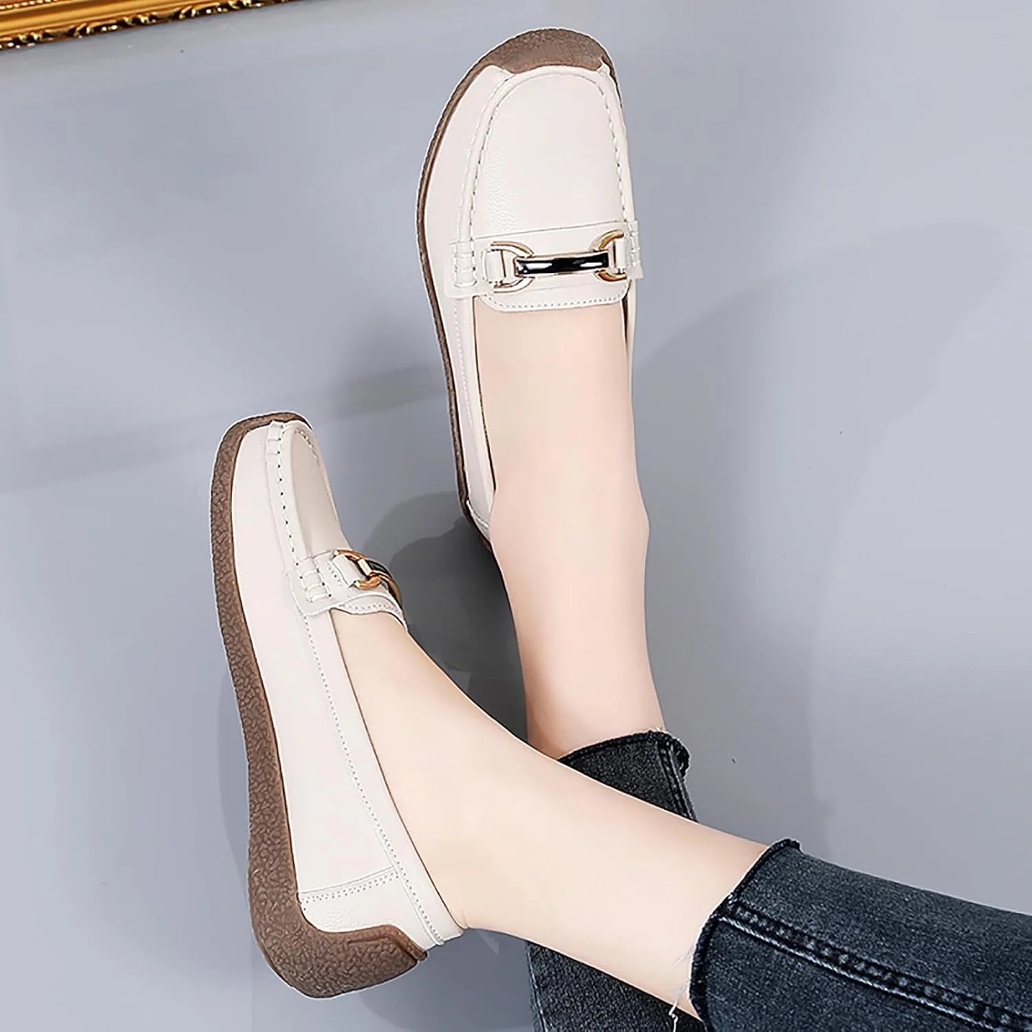 Women's Wide Width Loafers Comfort Slip on Shoes Walking Shoes for Ladies Mocassins Driving Shoe