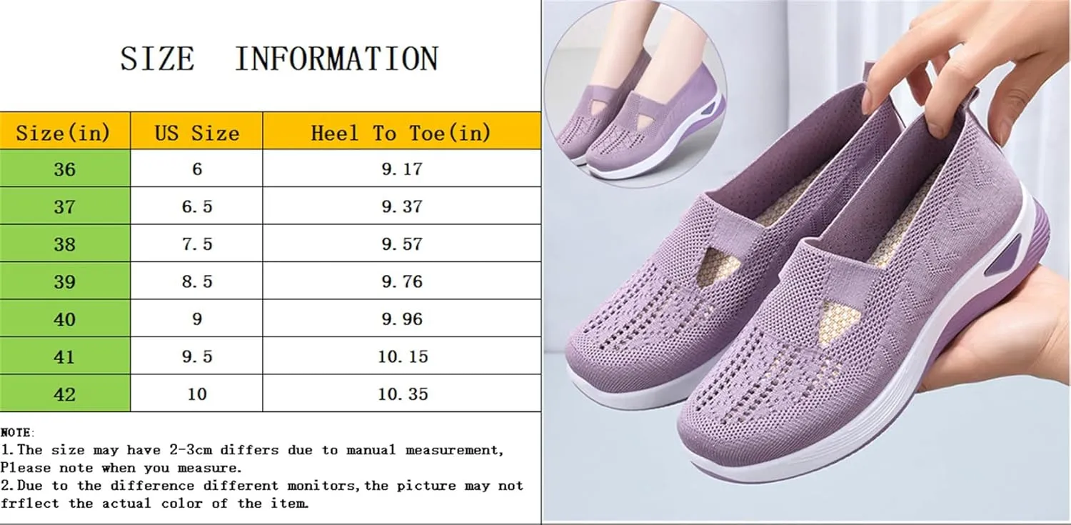Women's Woven Breathable Soft Sole Shoes, Hands Free Mesh Slip in Sneakers Arch Support, Anti-Skid Sports Shoes