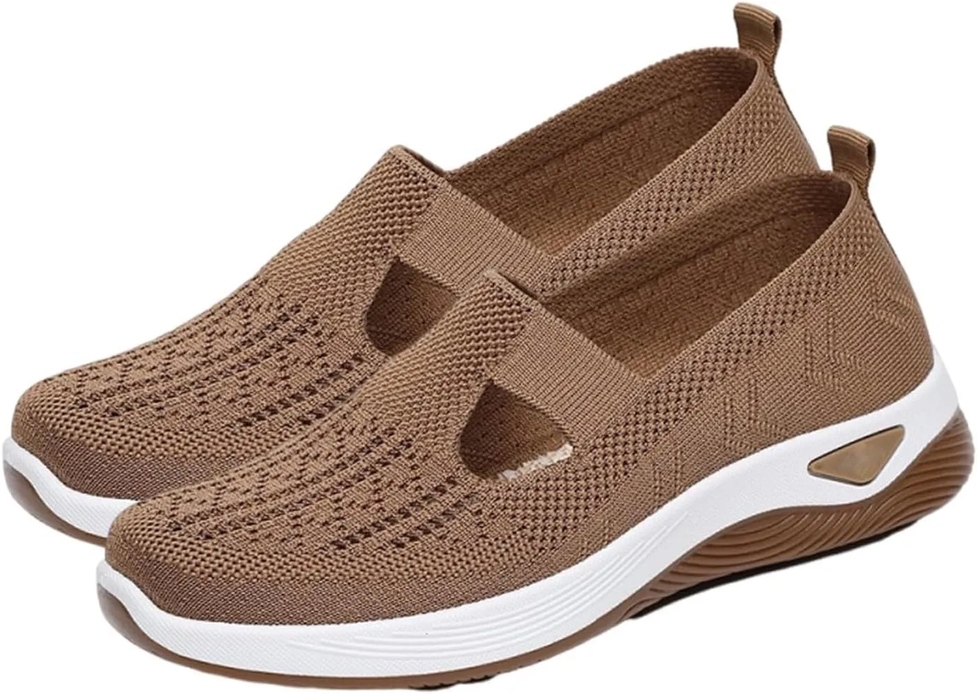 Women's Woven Breathable Soft Sole Shoes, Hands Free Mesh Slip in Sneakers Arch Support, Anti-Skid Sports Shoes