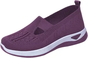 Women's Woven Orthopedic Breathable Soft Shoes Fashion Lightweight Go Walk Shoes for Women Mesh Breathable Hands Free Slip in Sneakers with Arch Support