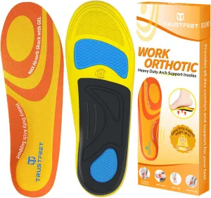 Work Orthotic Heavy Duty Support Insoles,Anti Fatigue Relieve Foot Pain Work Boot Shoes Inserts for Standing All Day,Plantar Fasciitis High Arch Support Insoles for Man Women-L