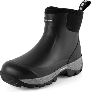 WOVENPAK Rubber Boots for Men, Waterproof Ankle Rain Boots Men, Insulated Work Shoes Outdoor Mud Boots for Gardening, Hunting, Farming, Camping and Yard, Size 6-13