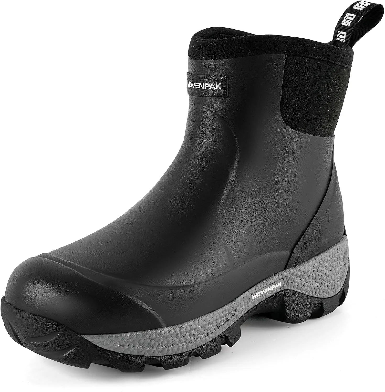 WOVENPAK Rubber Boots for Men, Waterproof Ankle Rain Boots Men, Insulated Work Shoes Outdoor Mud Boots for Gardening, Hunting, Farming, Camping and Yard, Size 6-13