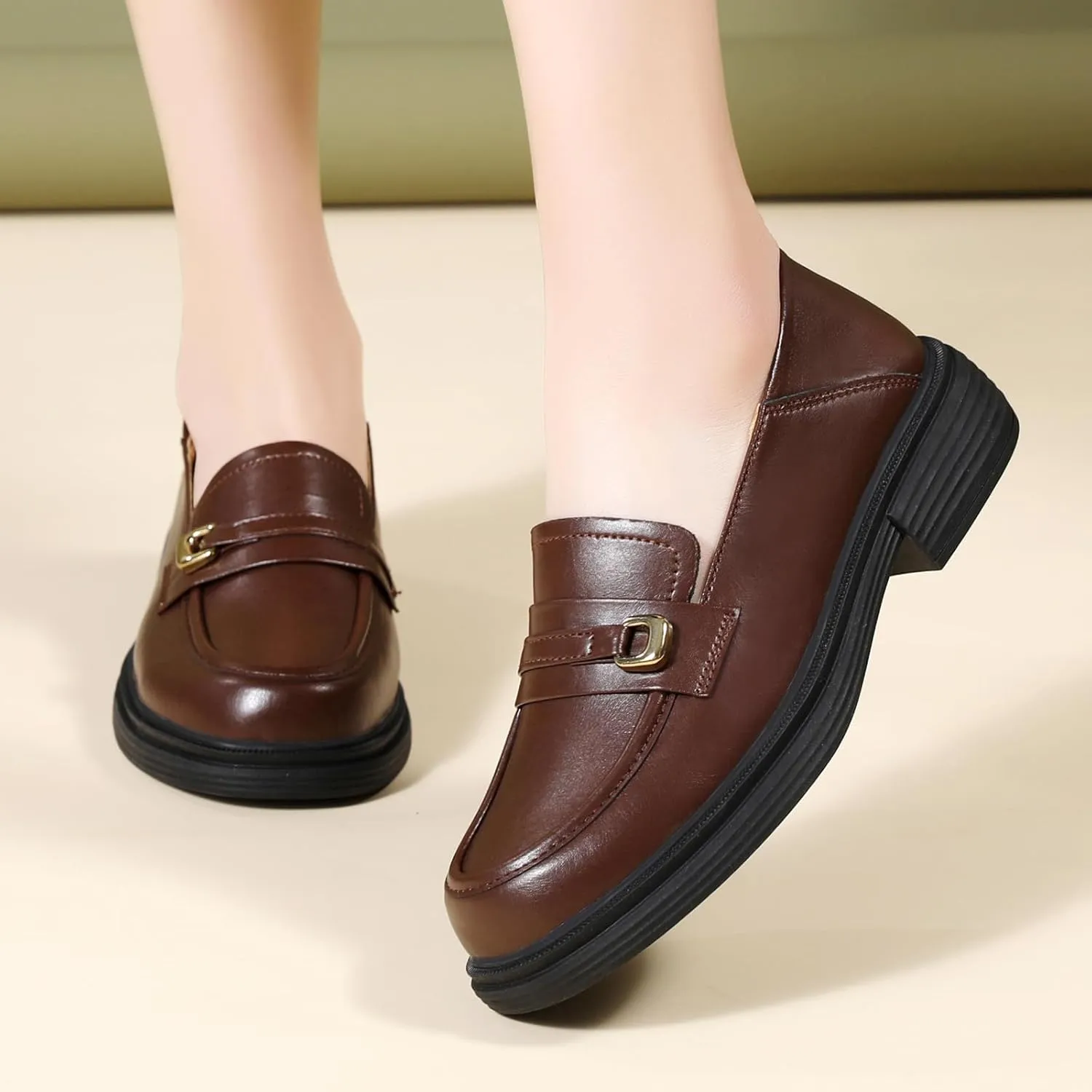 XMM Loafers for Women Penny Women's Loafers & Slip-ons Round Toe Ladies Flats Shoes Comfortable Dressy Office Non Slip Work Business Casual Shoes