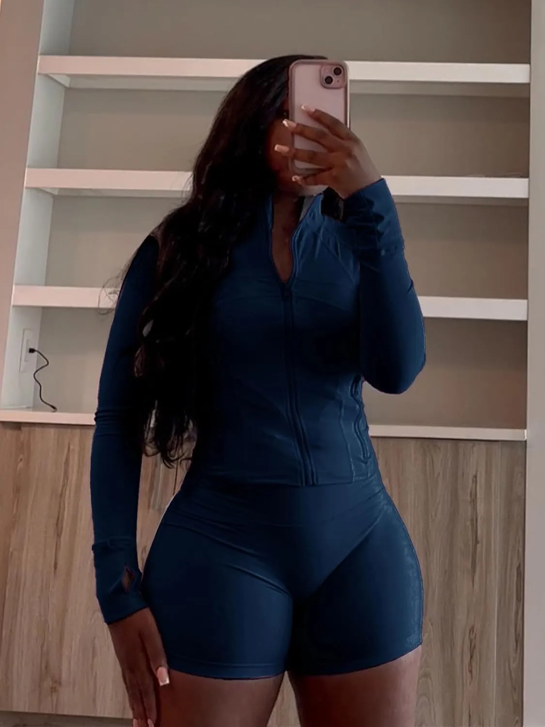 XZLUFNY Two Piece Short Sets for Women Long Sleeve Sport Jacket Bodycon Short Tracksuit Sweatsuit