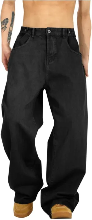 Y2k Baggy Jeans for Men Women Hip Hop Plain Denim Pants Wide Leg Skater Pants Vintage Streetwear Jeans Trousers
