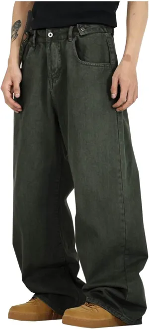 Y2k Baggy Jeans for Men Women Hip Hop Plain Denim Pants Wide Leg Skater Pants Vintage Streetwear Jeans Trousers