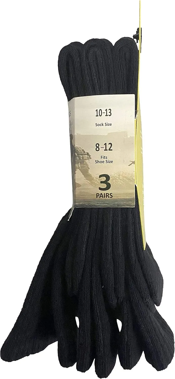 Yacht & Smith 6 Pairs Of Mens Military Grade Thick Padded Terry Lined Cotton Socks, Ribbed, Dry Wicking, Heavy Duty Crew Sock