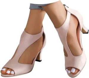 Yanzhenglip Sandals Women Fashion Heels, Women'S Sexy High Heel Sandals Open Toe Pointed Party Sandals, Summer Dressy Low Heel Sandals Hollowed Out Comfortable