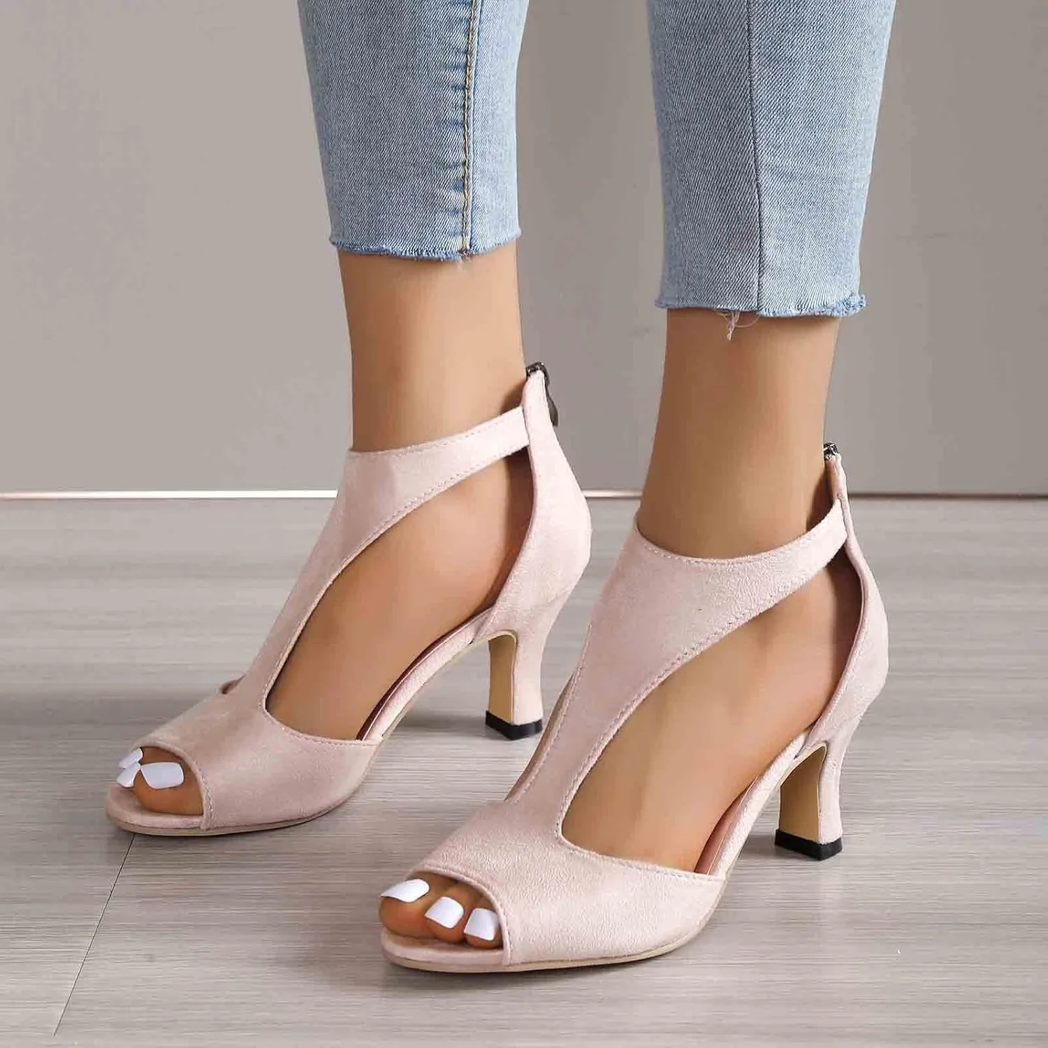 Yanzhenglip Sandals Women Fashion Heels, Women'S Sexy High Heel Sandals Open Toe Pointed Party Sandals, Summer Dressy Low Heel Sandals Hollowed Out Comfortable