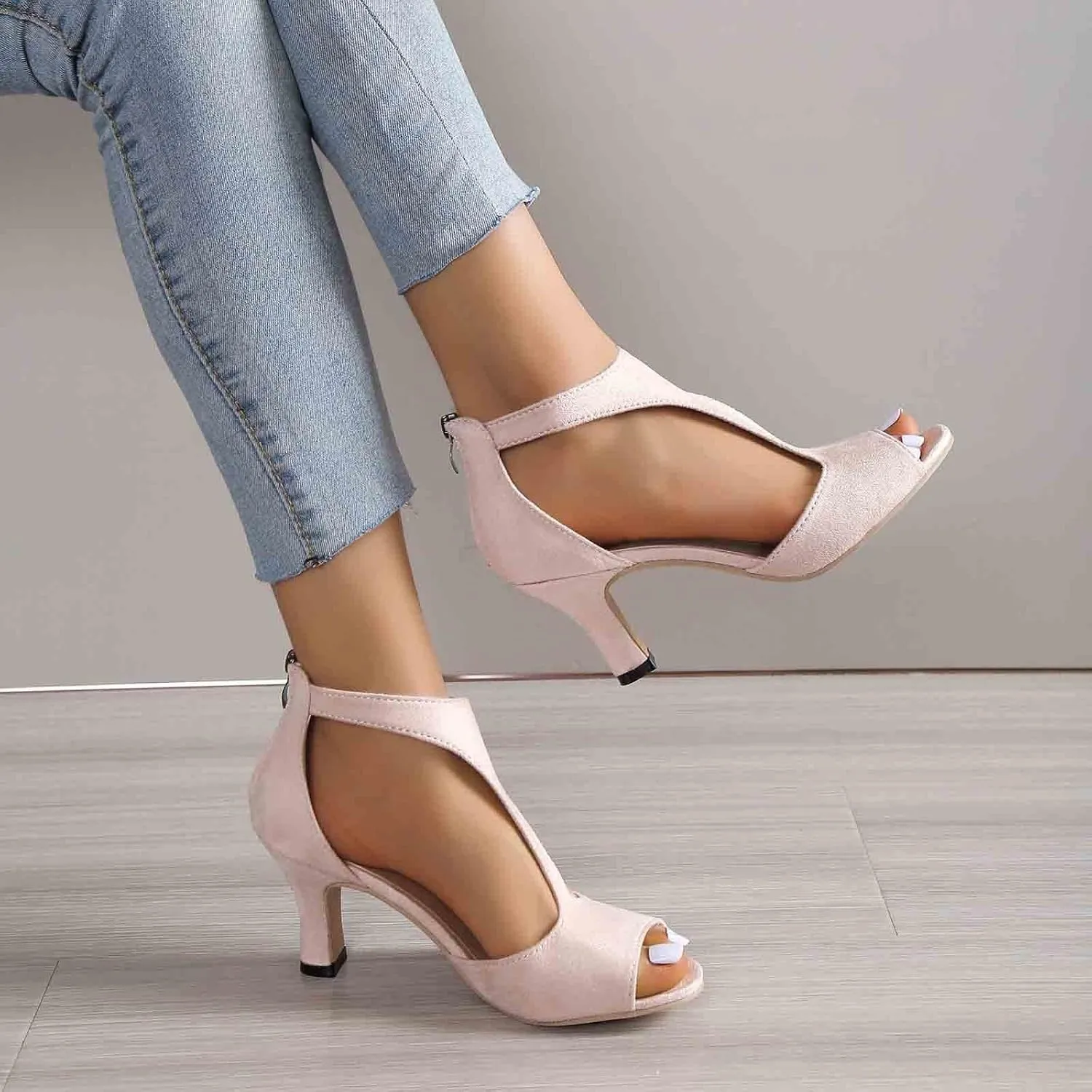 Yanzhenglip Sandals Women Fashion Heels, Women'S Sexy High Heel Sandals Open Toe Pointed Party Sandals, Summer Dressy Low Heel Sandals Hollowed Out Comfortable