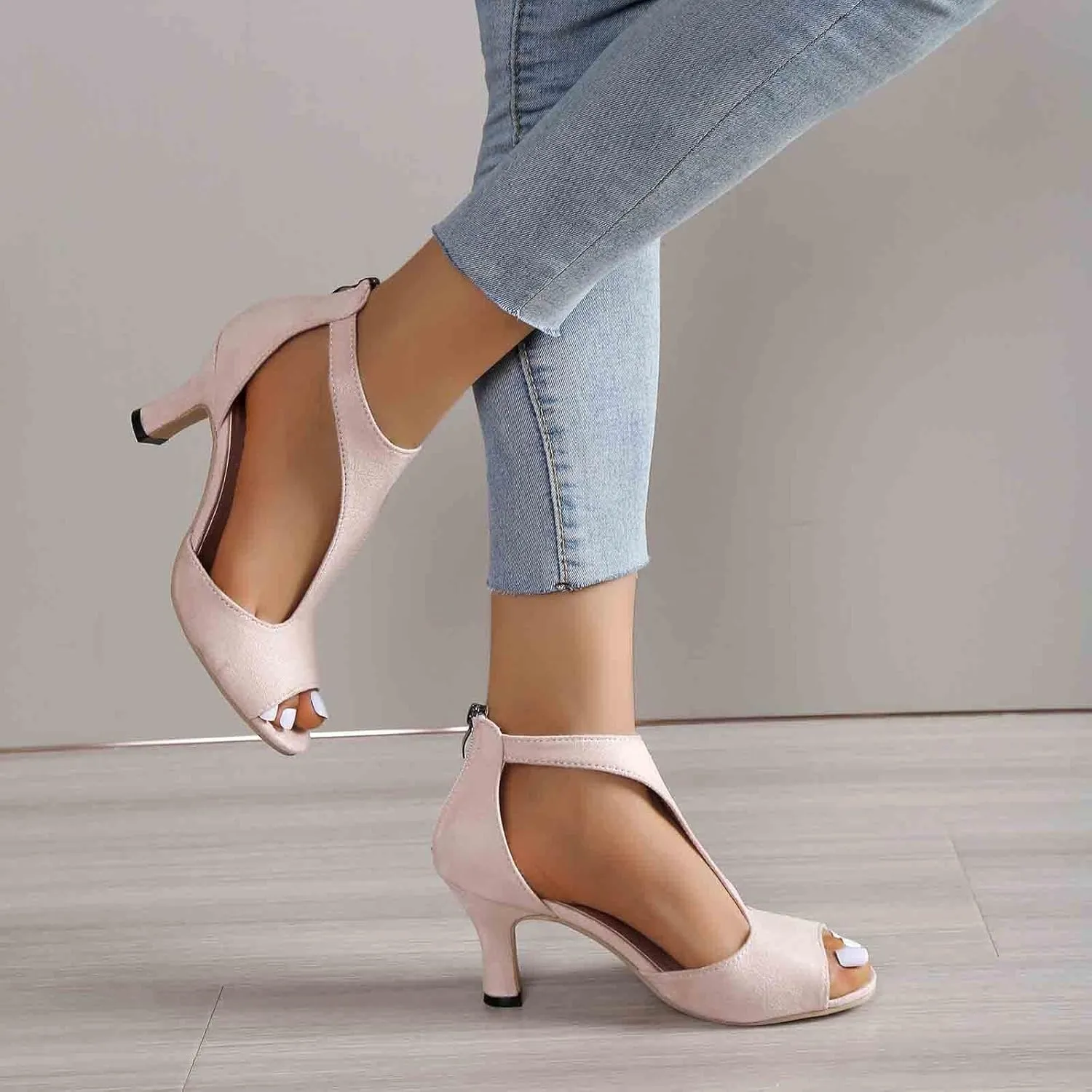 Yanzhenglip Sandals Women Fashion Heels, Women'S Sexy High Heel Sandals Open Toe Pointed Party Sandals, Summer Dressy Low Heel Sandals Hollowed Out Comfortable